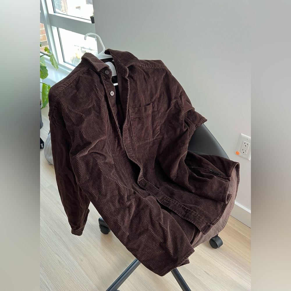 Collusion Unisex Brown Corduroy Oversized Shirt